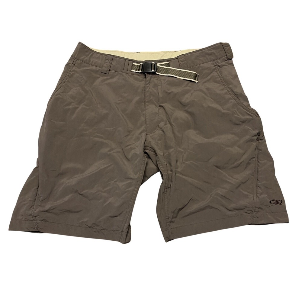 Outdoor Research OR Shorts Men's 34 Brown Belted 10" Inseam Hiking Nylon Outdoor